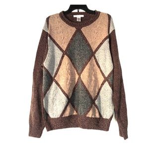 Geoffrey Beene Vintage Blue Brown and Grey Sweater